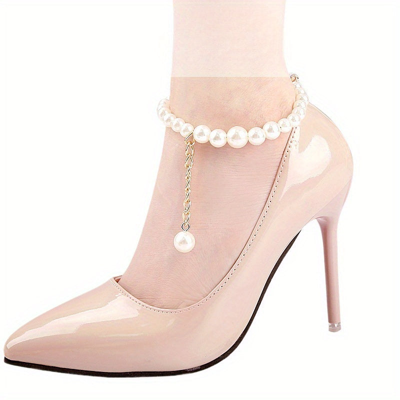 Women's Pearl Rhinestone Shoelaces No-Tie Easy Tie Accessory