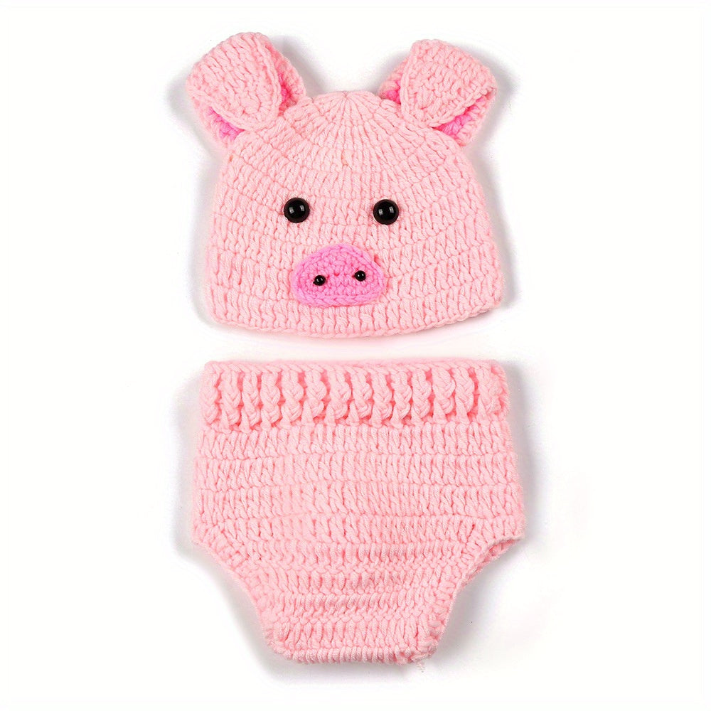 Accesorios para fotografía de bebés infantiles, sombrero de cerdito y pantalones cortos, conjunto de 2 piezas