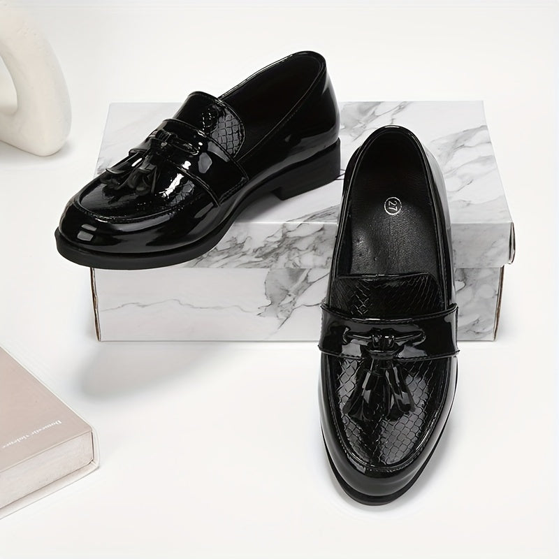 Mocasines casuals negros para hombre con suela de TPR antideslizante y detalle de borla