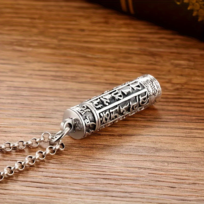 Mysterious Six-Character Pendant Necklace Silver Jewelry for Women