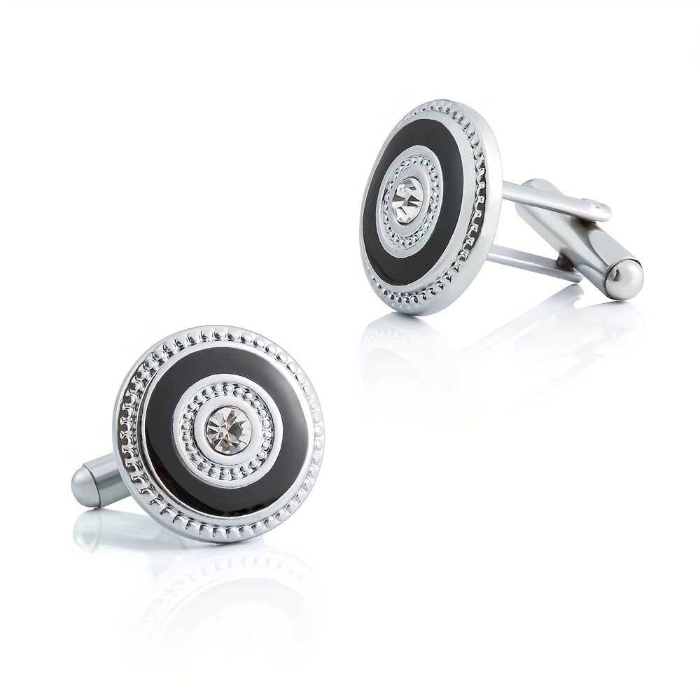 Men's Enamel Cufflinks with Faux Diamond Details Alloy Non-Woven Fabric Pair