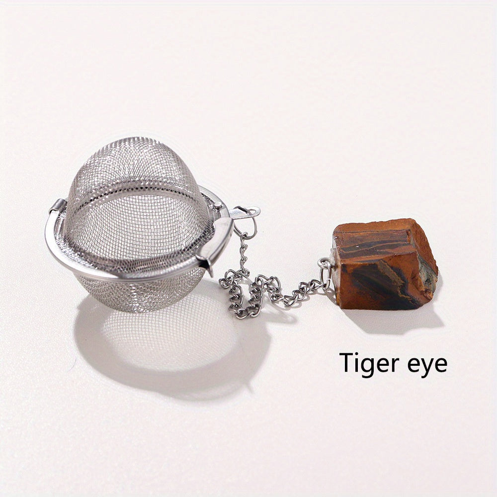 Stainless Steel Tea Filter Maker with Natural Crystal Stone