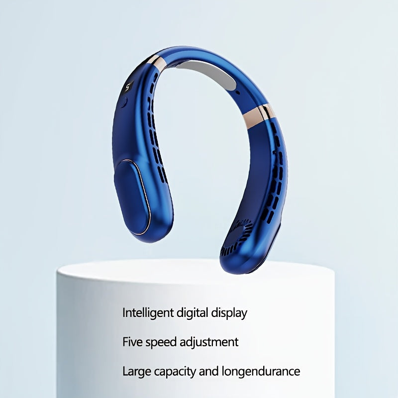 Portable Neck Fan 360° Bladeless Personal Fan USB Rechargeable Adjustable for Indoor Outdoor Use