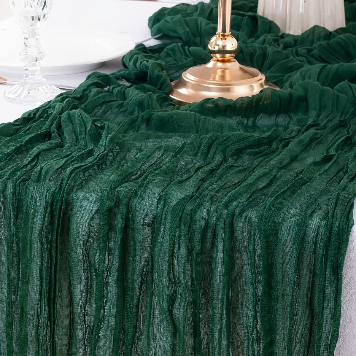 Rustic Polyester Cheese Cloth Table Runner for Outdoor Events and Celebrations