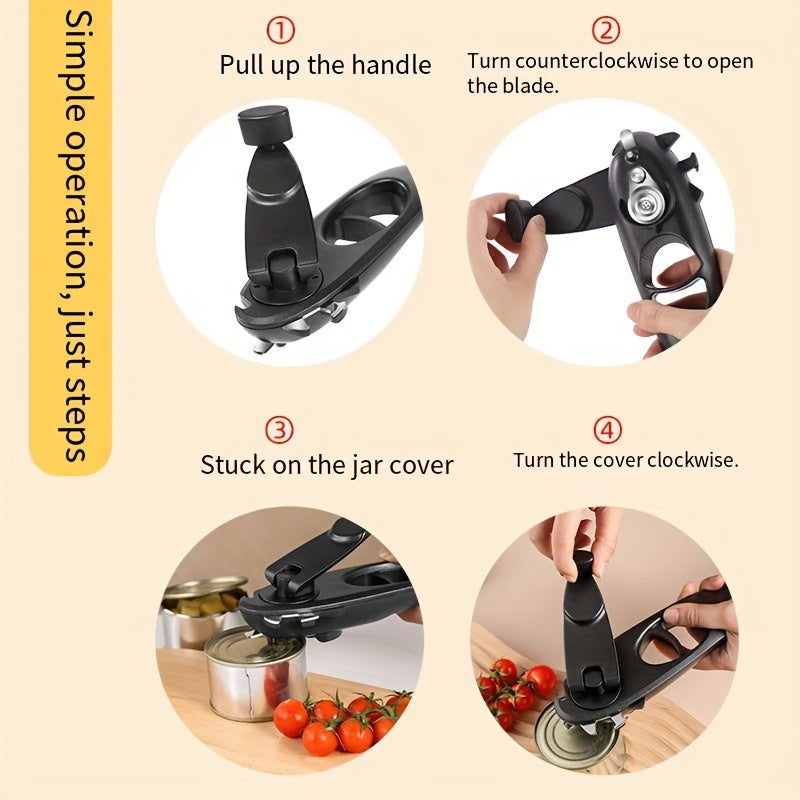 Многофункциональный открывалка для консервов из нержавеющей стали с магнитом, ручным приводом, кухонный инструмент