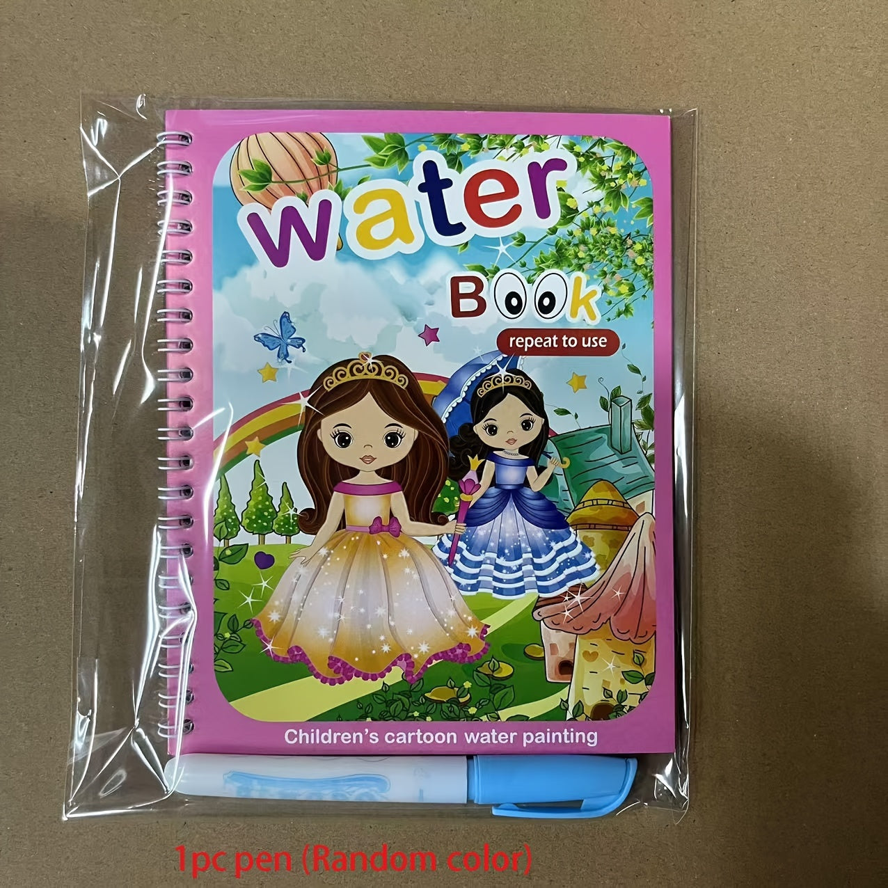 Libro de dibujo con agua para niños, reutilizable, con bolígrafo de agua, papel de colores mezclados
