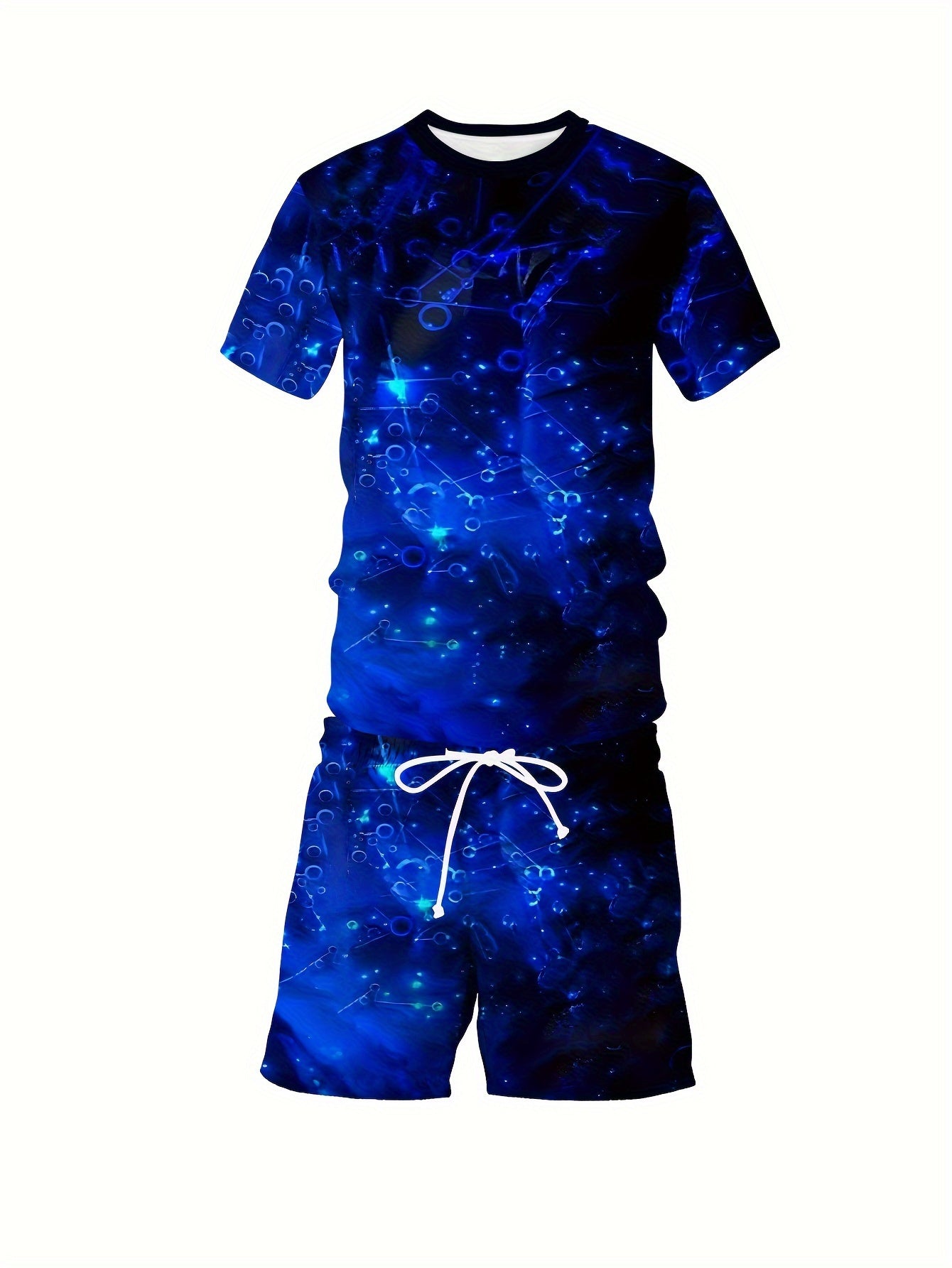 Plus Size Men 3D Pattern Print T-Shirt and Shorts Set Casual Summer Outfits