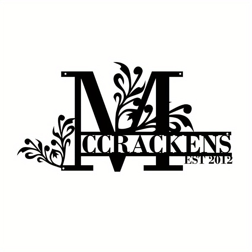 Personalized Metal Family Name Sign Custom Last Name and Date Outdoor Door Hanger