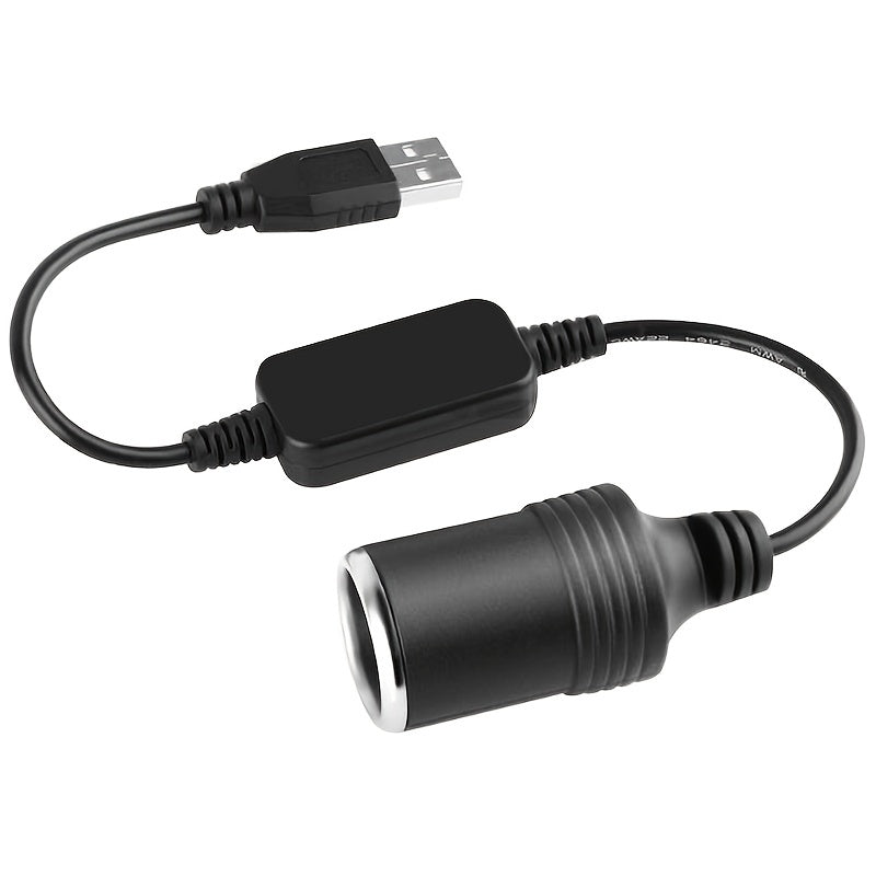 Car USB Converter Cable Adapter for 12V Electronics Charger Black