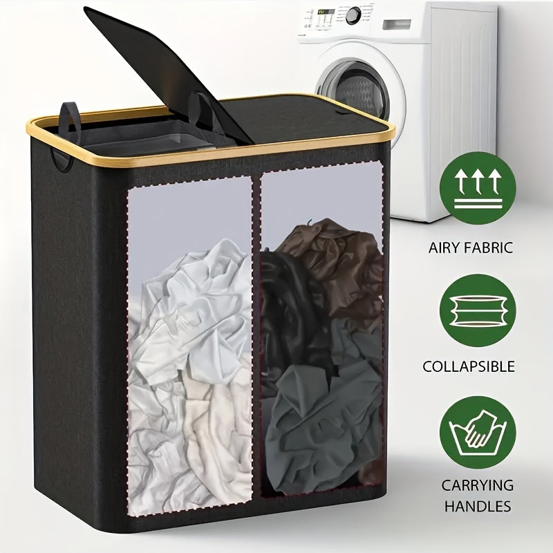 Large Laundry Hamper with Lid and Detachable Bags for Clothes Storage in Laundry Rooms and Dorms