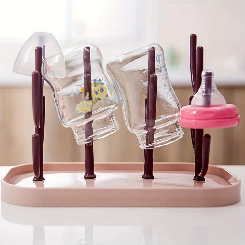 Baby Bottle-Shaped Tree Milk Drying Rack with Dust Proof Cover Kitchen Drying Organizer