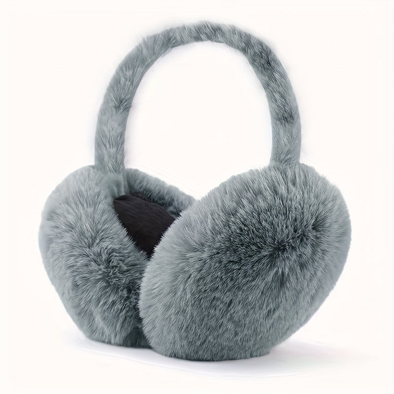 Winter Warm Plush Earmuffs for Women Windproof Foldable Ear Warmer Cozy Polyester