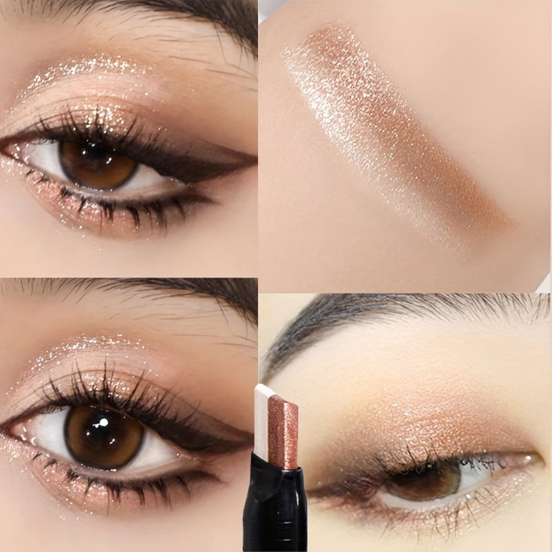 Women Glitter Double Color Gradient Eyeshadow Stick Waterproof 2 in 1 Makeup Pencil