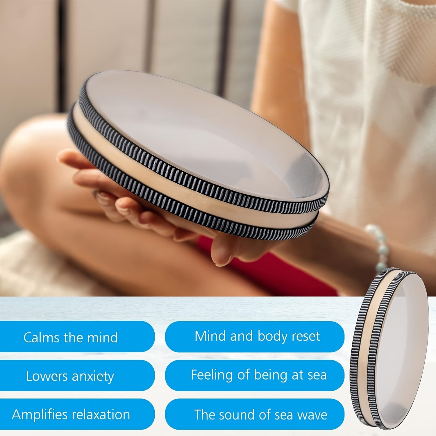 White Ocean Wave Drum for Relaxation Meditation Yoga Natural Sound