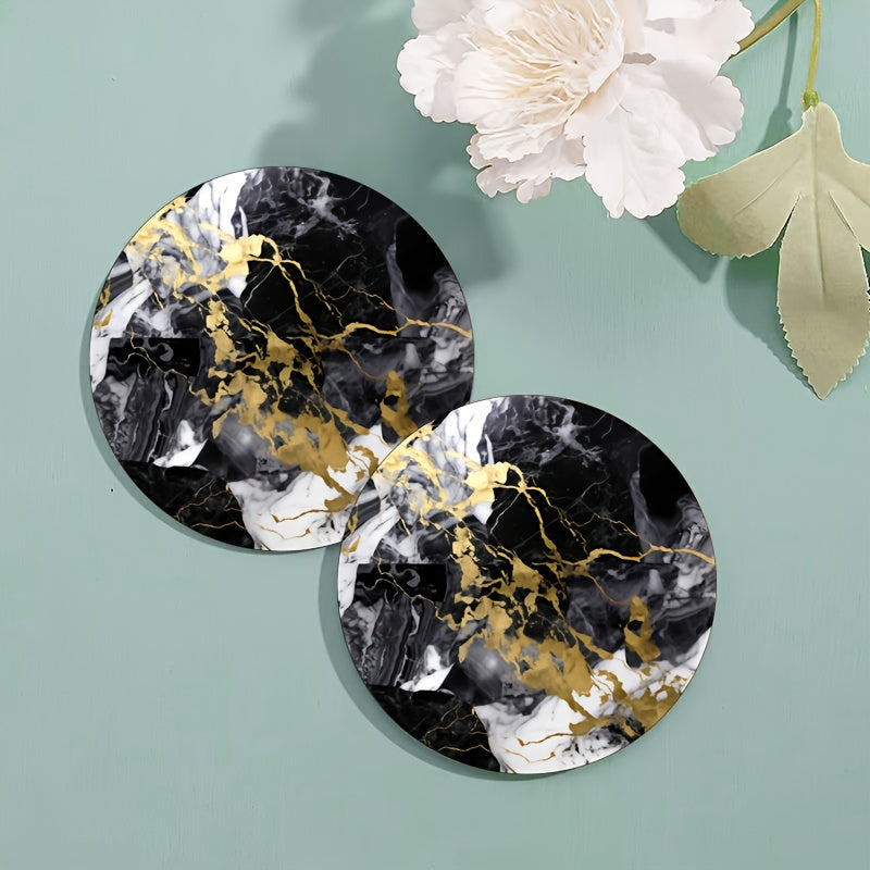 Set de posavasos redondos con patrón de mármol, aislamiento térmico, antideslizantes, lavables, decoración de cocina y coche