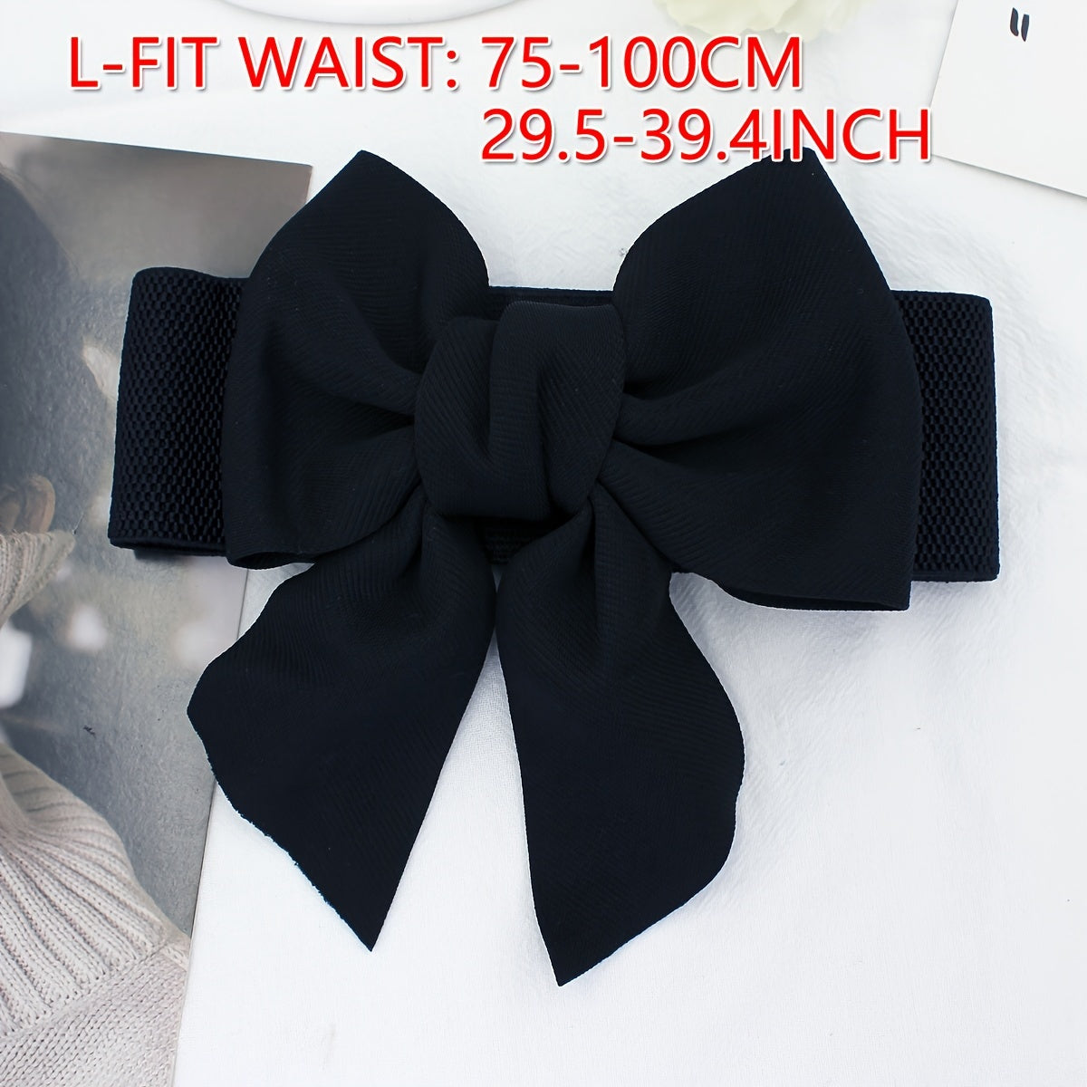Wide Elastic Waist Belt for Women with Bowknot Detail Dress Girdle