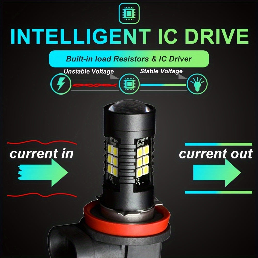 2шт. LED-лампочки противотуманных фар H11 H8 H9 6000K супербелого цвета для автомобиля