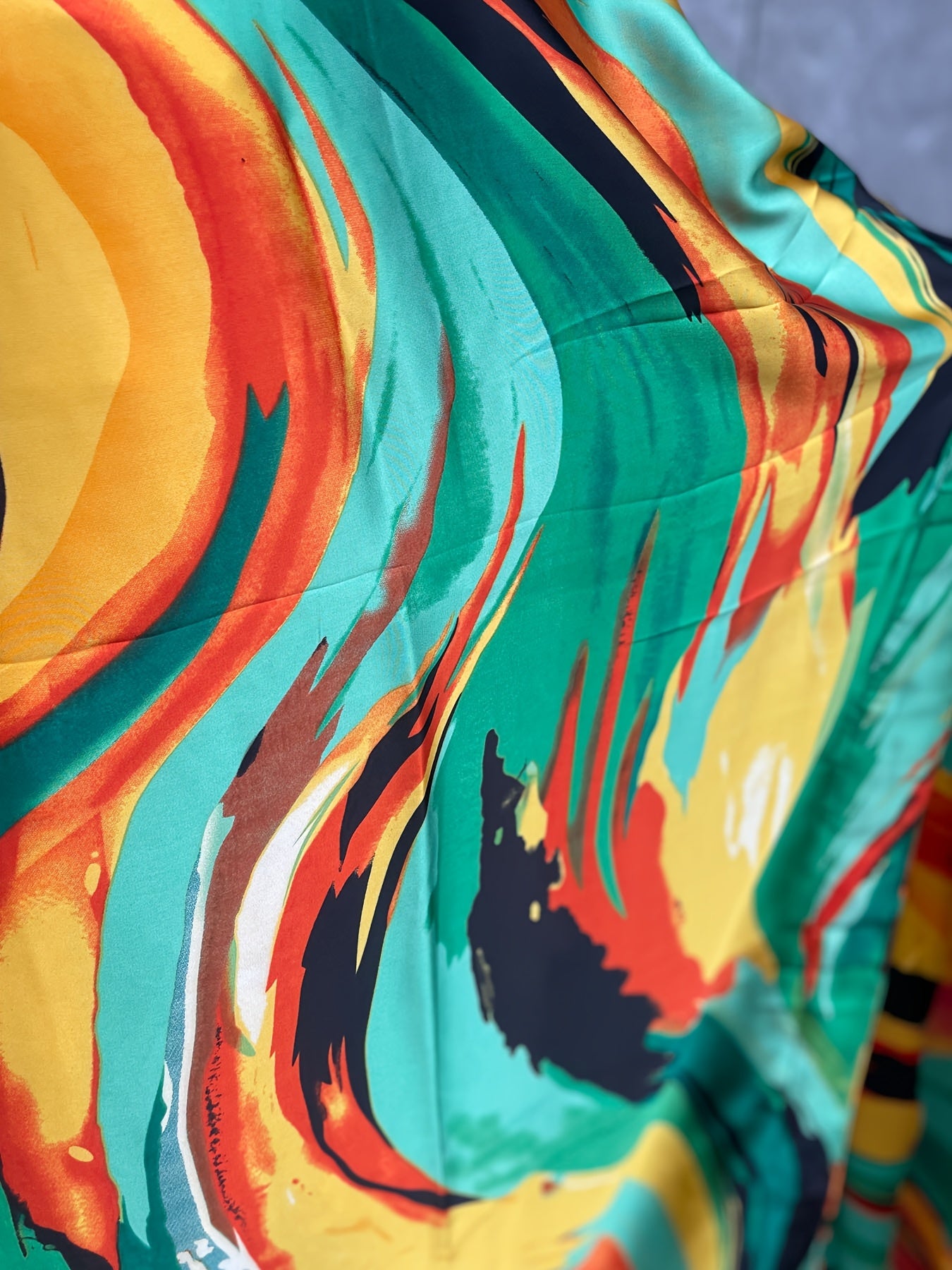 Plus Size Floral Pattern Longline Dress Short Sleeve Crew Neck Summer Clothing