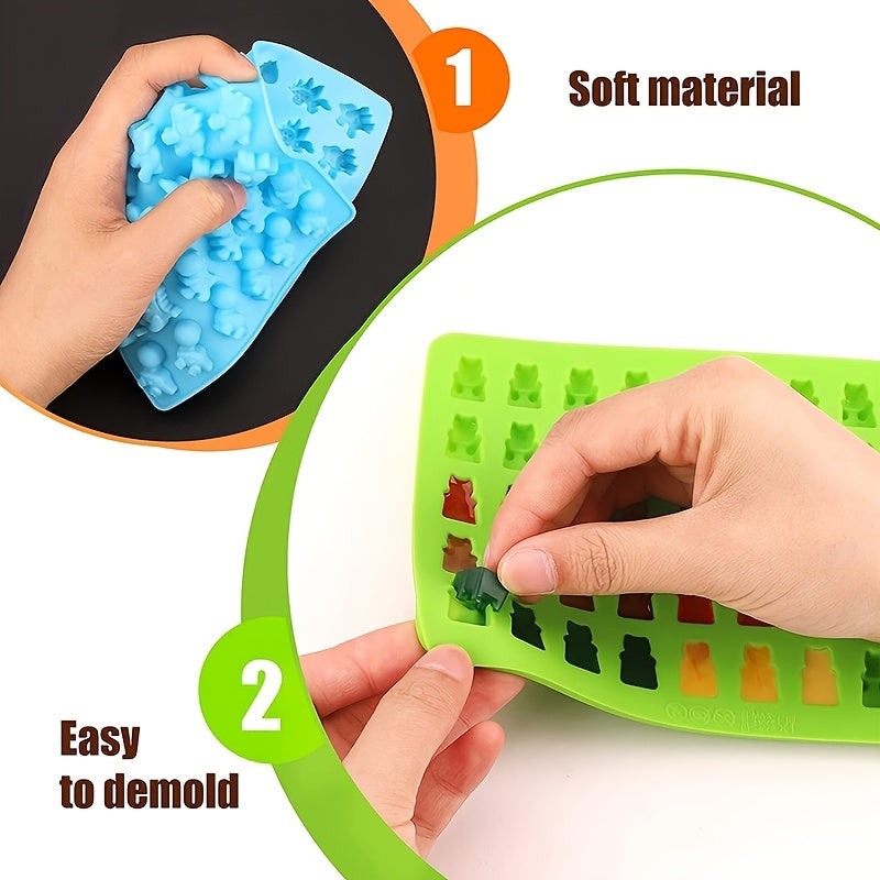 Silicone Candy Molds Set with Droppers for Gummies, Chocolate, and Fondant