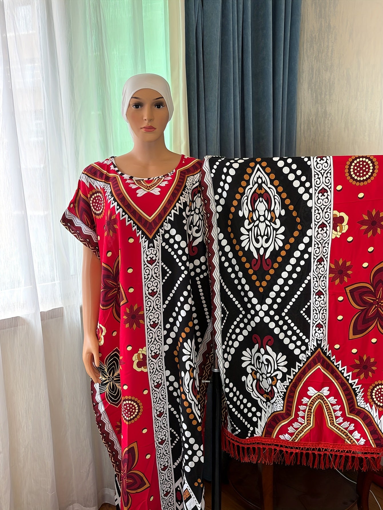 Women Summer Vintage Two-Piece Dress Set Short Sleeve Long Dress