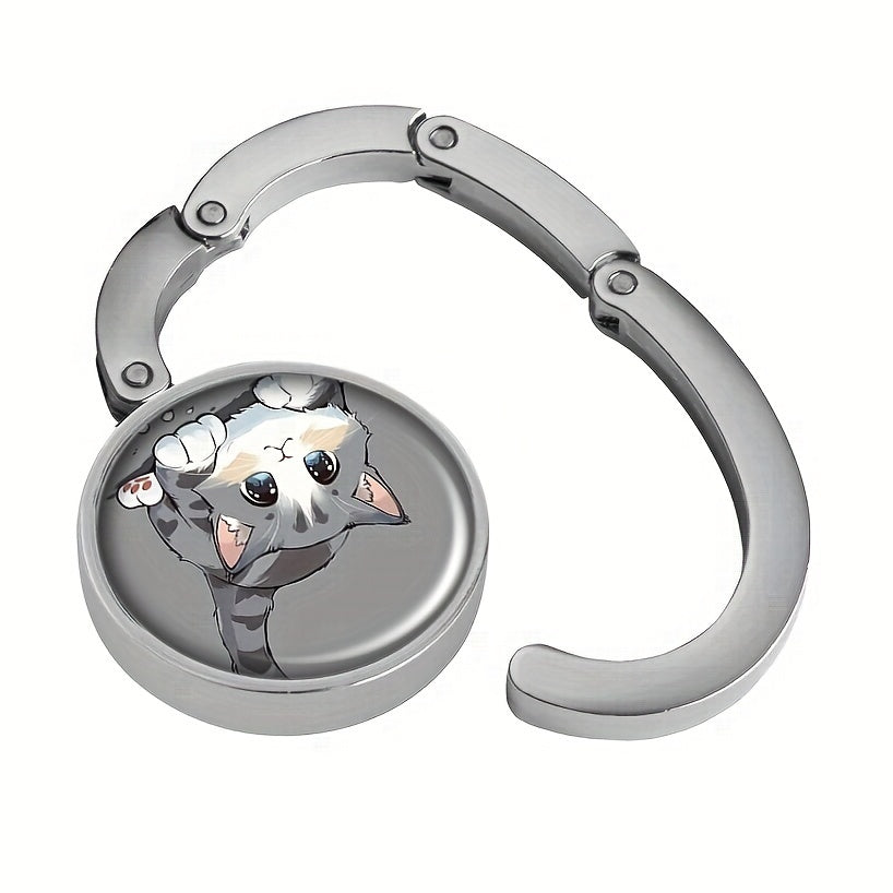 Портативные крючки для сумок из элегантного цинкового сплава, с милым дизайном кота и складным держателем для сумок. Идеально подходит для путешествий, Хэллоуина, Рождества и как уникальная идея для подарка.