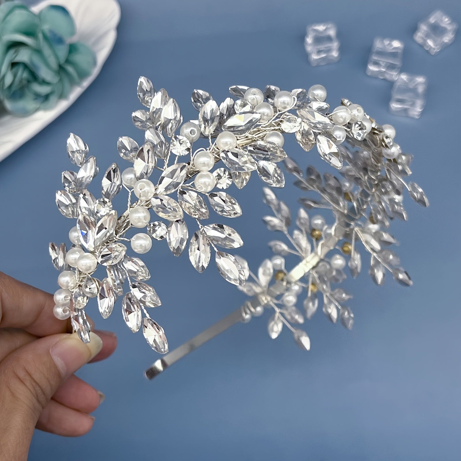 Bridal Headband Water Drill Inlay Beads Elegant Wedding Accessory