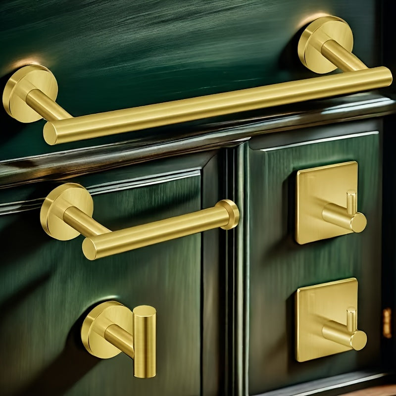 Stainless Steel Bathroom Hardware Set Black Gold towel rack toilet paper holder