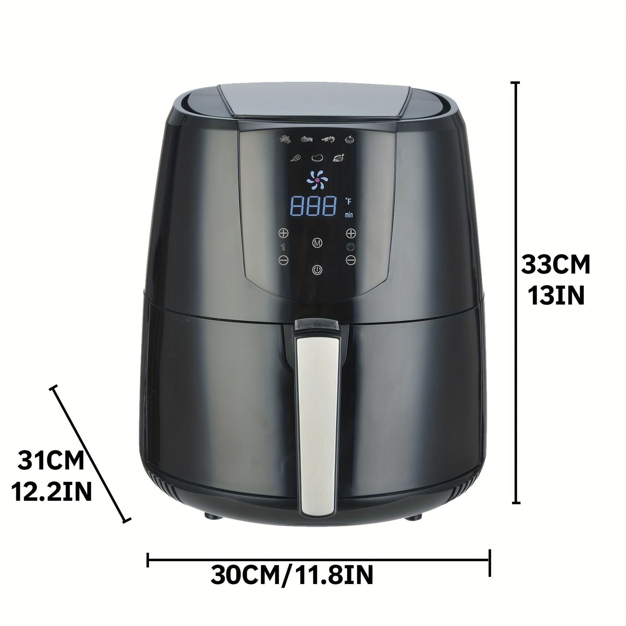 Цифровая аэрогриль 5.5Л LED-дисплей сенсорный экран без масла черный PP 1400Вт