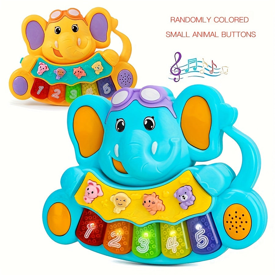 Elephant-Themed Kids Piano Toy Musical Keyboard for Children 18 Months Plus Blue Yellow