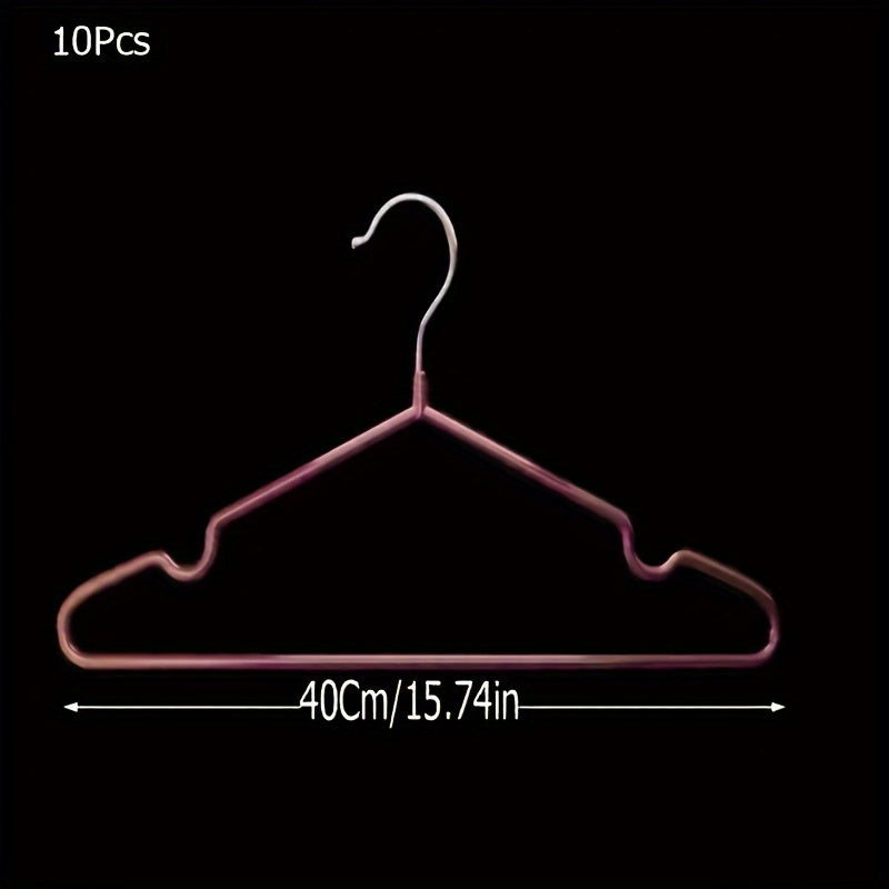 Set of 10 Plastic Coated Thick Hangers Waterproof Anti-Slip for Adult Wardrobe