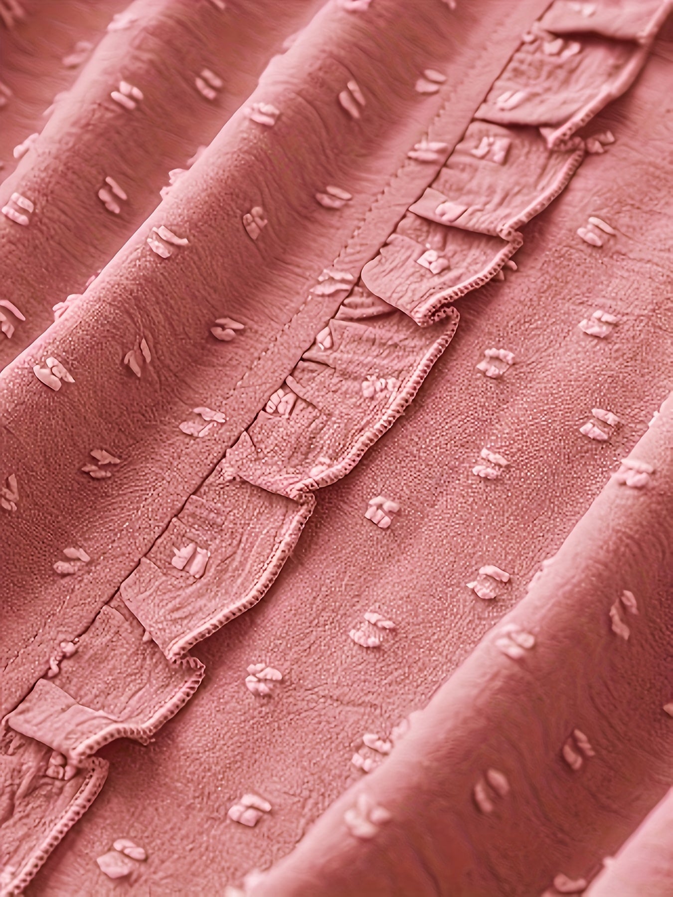 Plus Size Swiss Dot Blouse with Frill Trim V-Neck Summer Casual Women