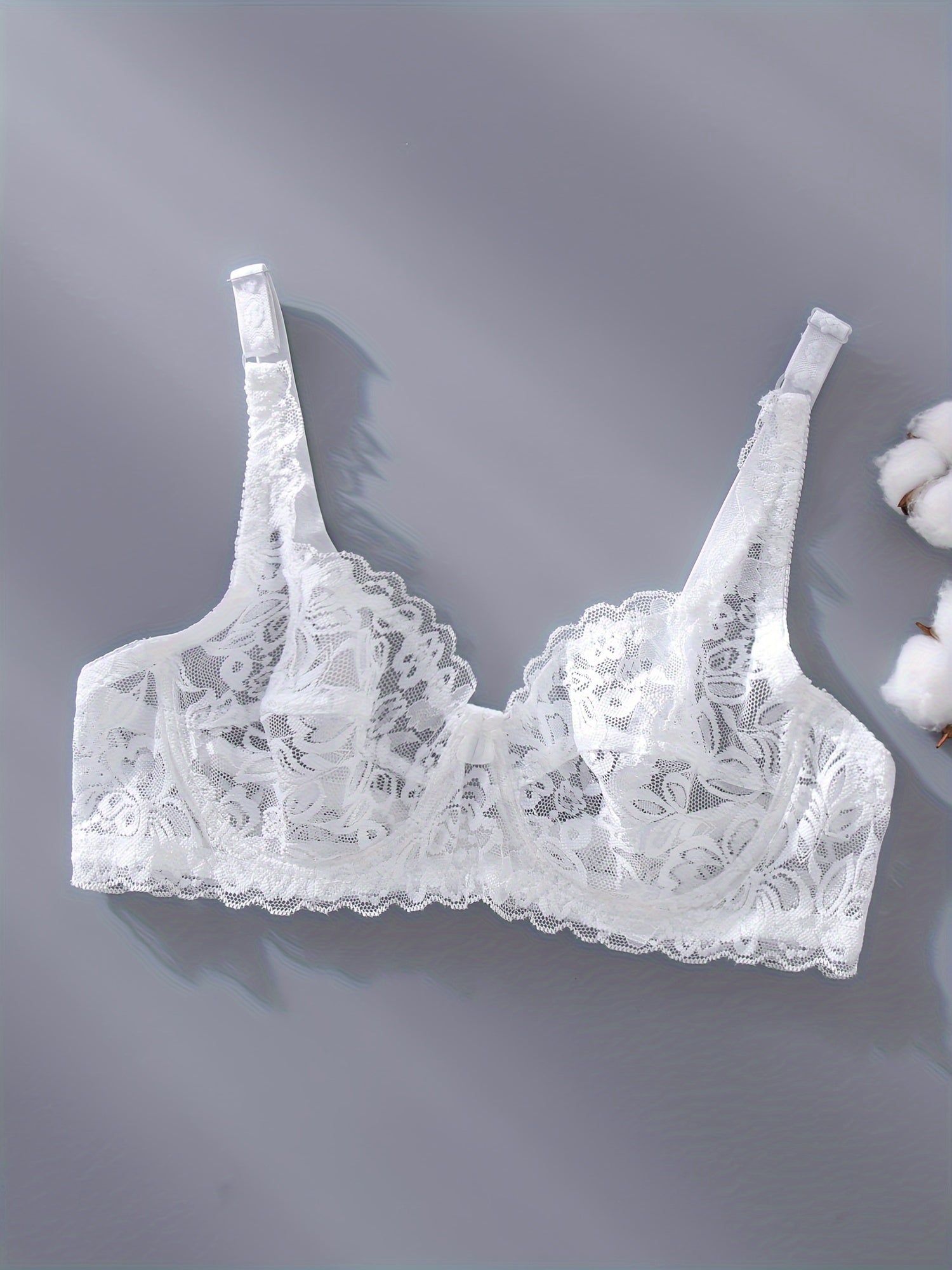 Women's Lace Bras Semi-Sheer Elegant Daily Wear Underwear