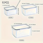 4/6 Pcs BPA-Free Polypropylene Refrigerator Organizer Sets with Removable Drain Basket