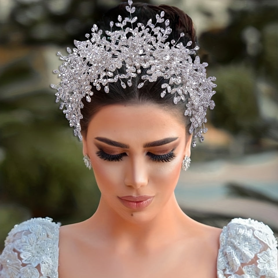 Elegant Snow Queen Headpiece for Brides Rhinestone Crown Accessories