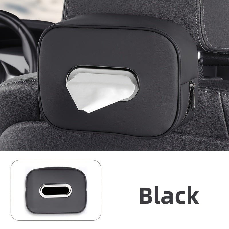 PU Leather Car Tissue Box Holder Multi-Functional Vehicle Organizer