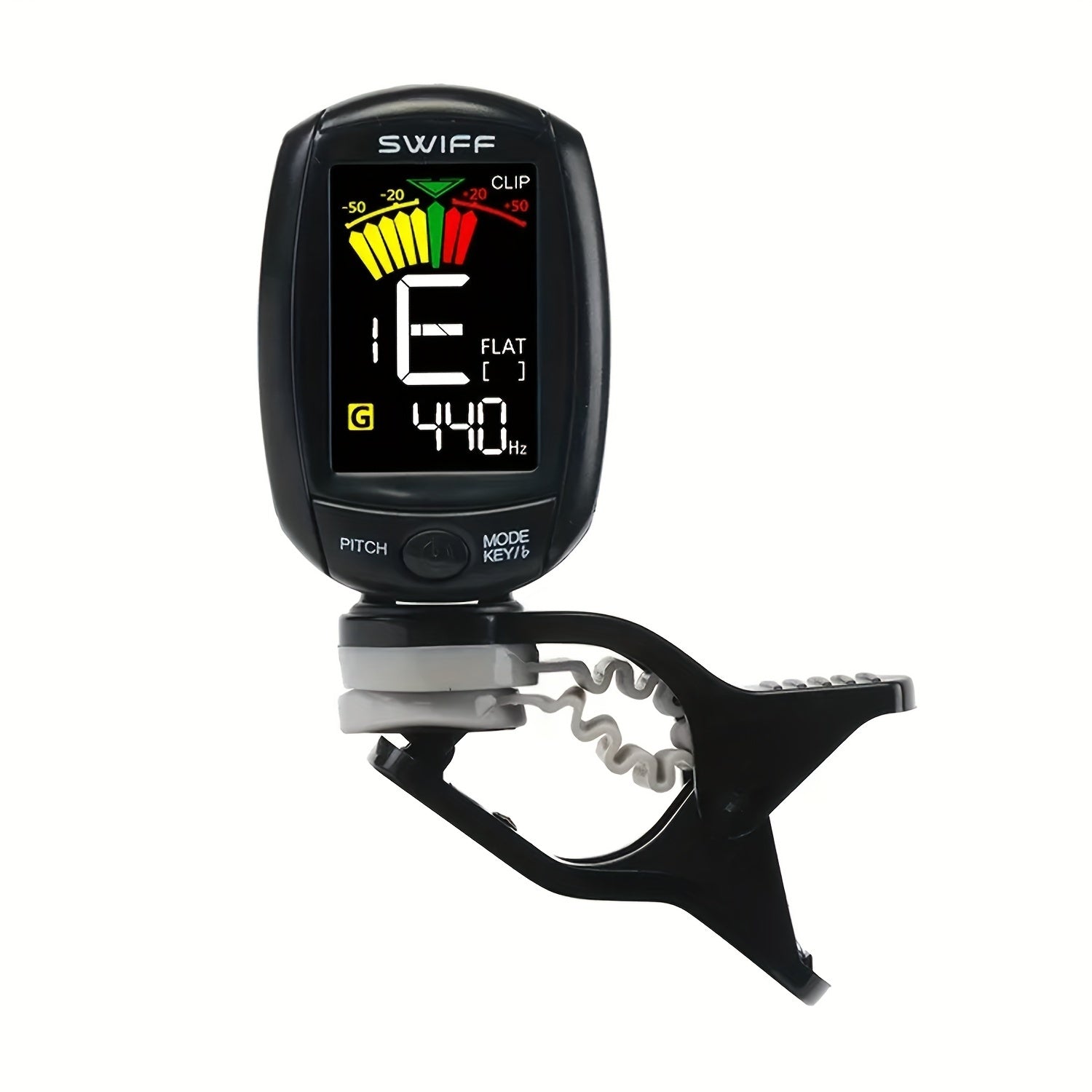 Guitar Tuner Clip-On LED Display for Acoustic Bass Electric Black ABS