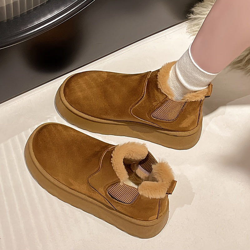 Women's Winter Snow Boots Mid-Calf Waterproof Rubber Sole Black