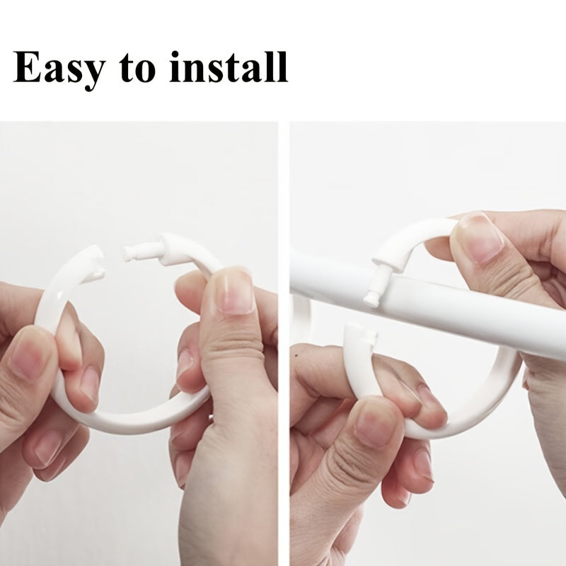 12 Premium Plastic O-Shaped Shower Curtain Rings for Bathroom Use