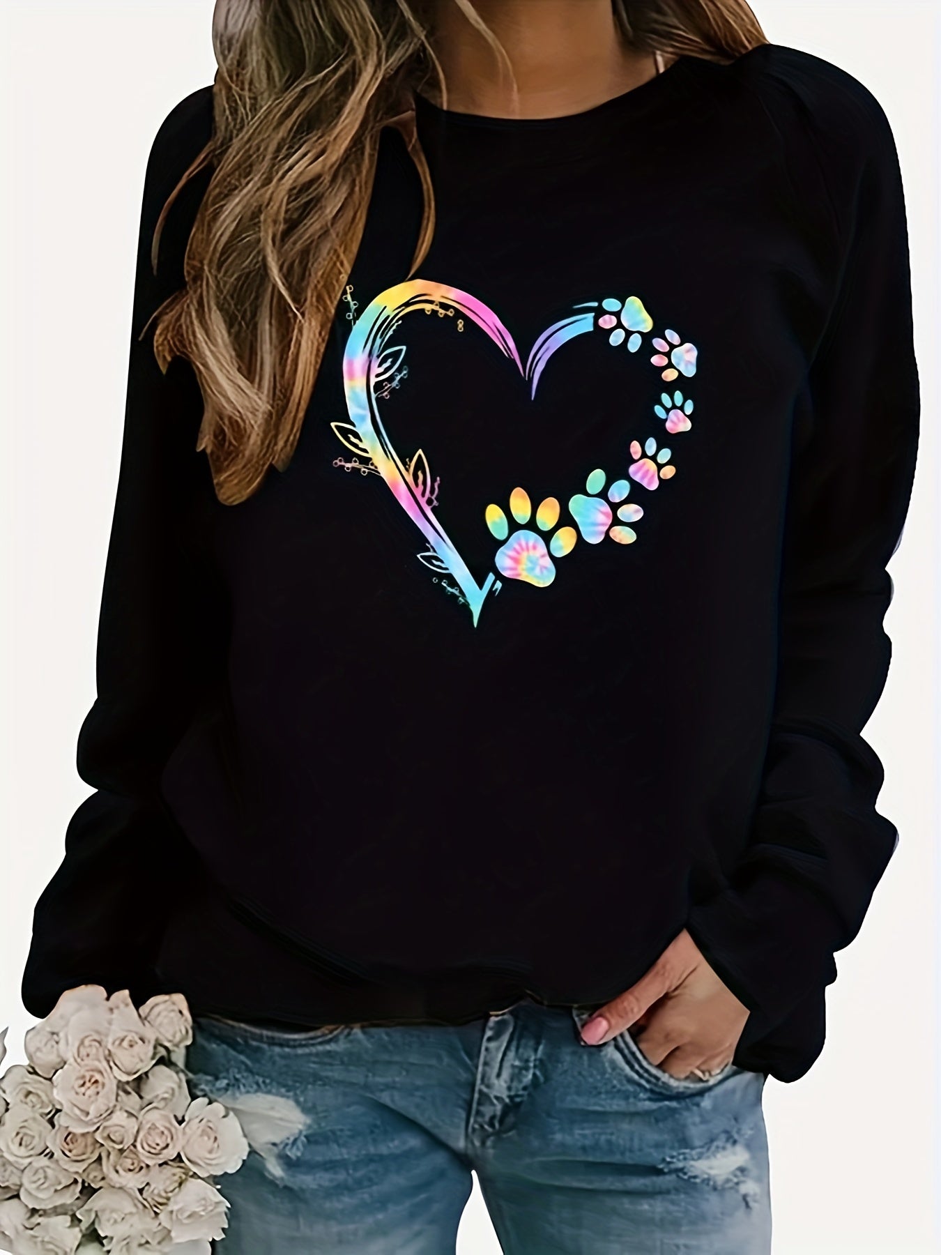 Plus Size Women's Casual Sweatshirt Long Sleeve Pullover Fall Winter