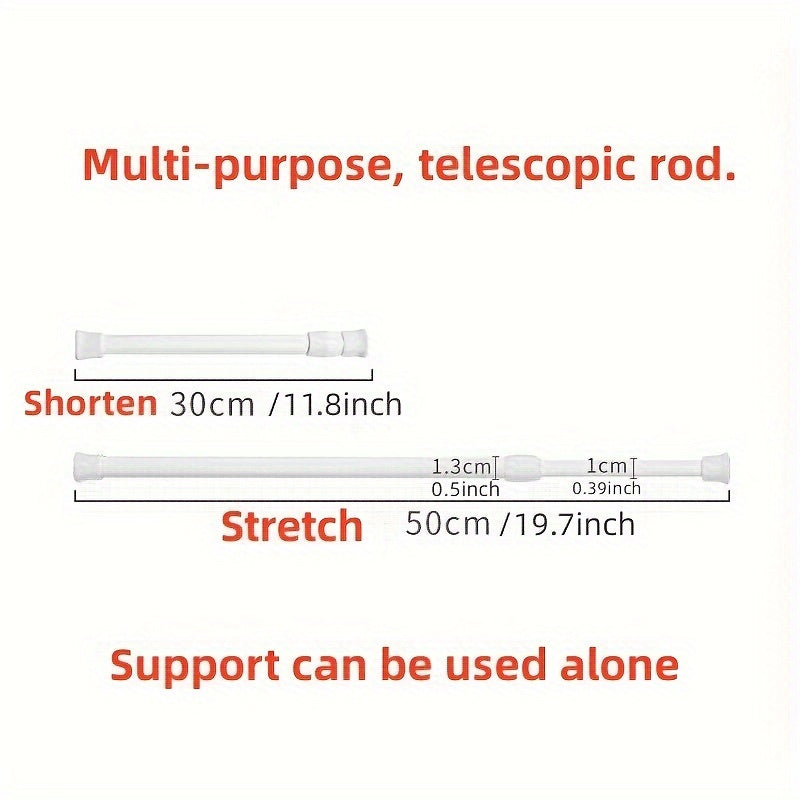 White Painted Non-Perforated Retractable Curtain Rod for Bathroom and Living Room Set