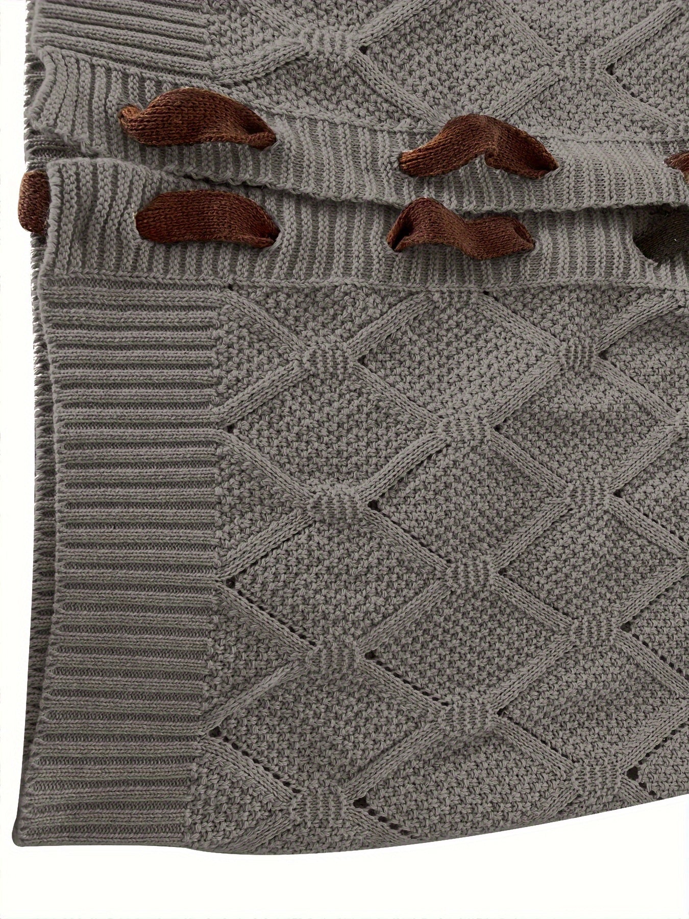 Women's Plus Size Hooded Cardigan Sweater with Faux Buttons and Raglan Sleeves