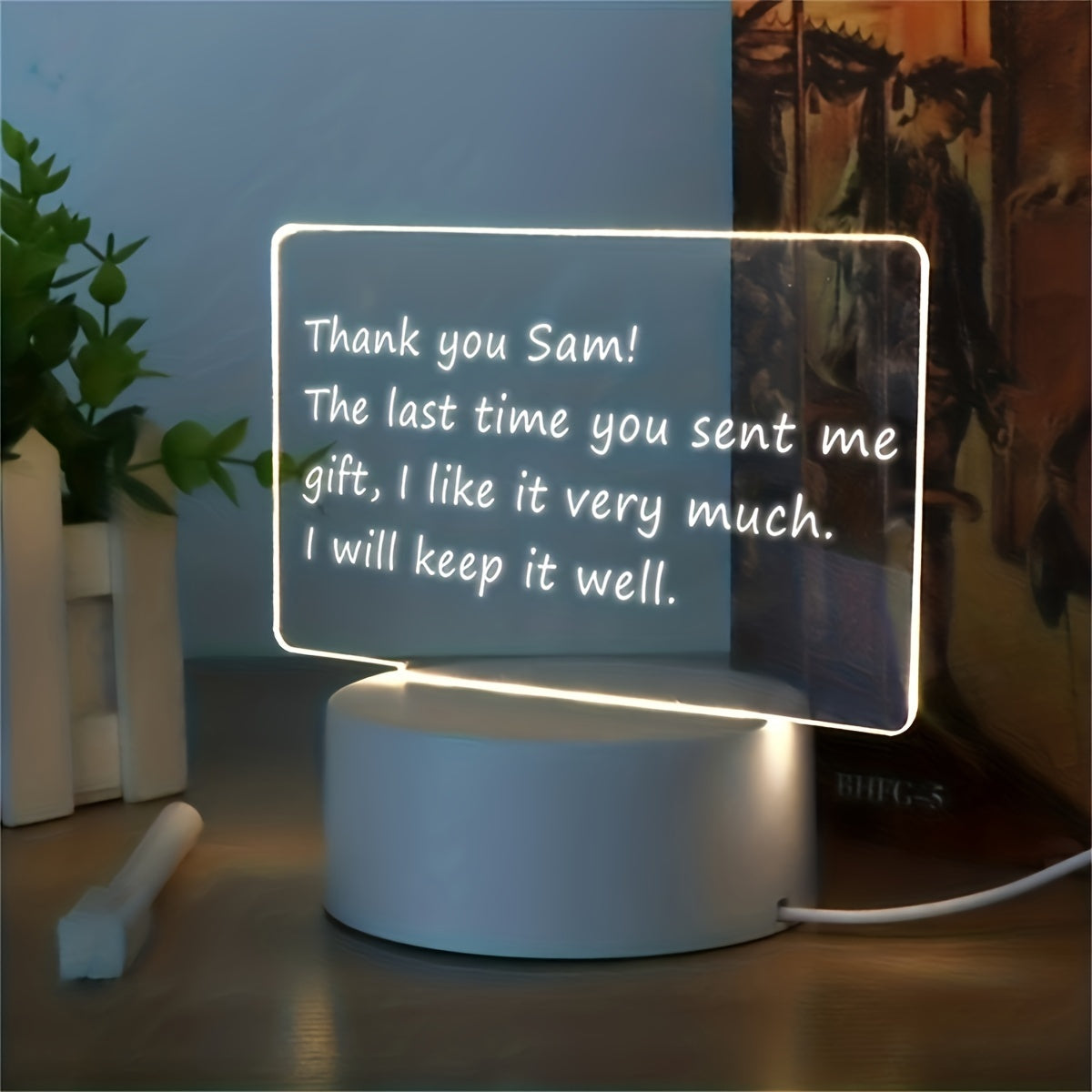 Fantasy Themed LED Night Light with USB Message Board and Pen for Bedroom Decor