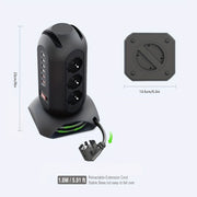 Regleta de corriente EU Tower con 9 tomas de corriente AC y 6 puertos USB, cable de 1.8 m, protección contra sobrecargas