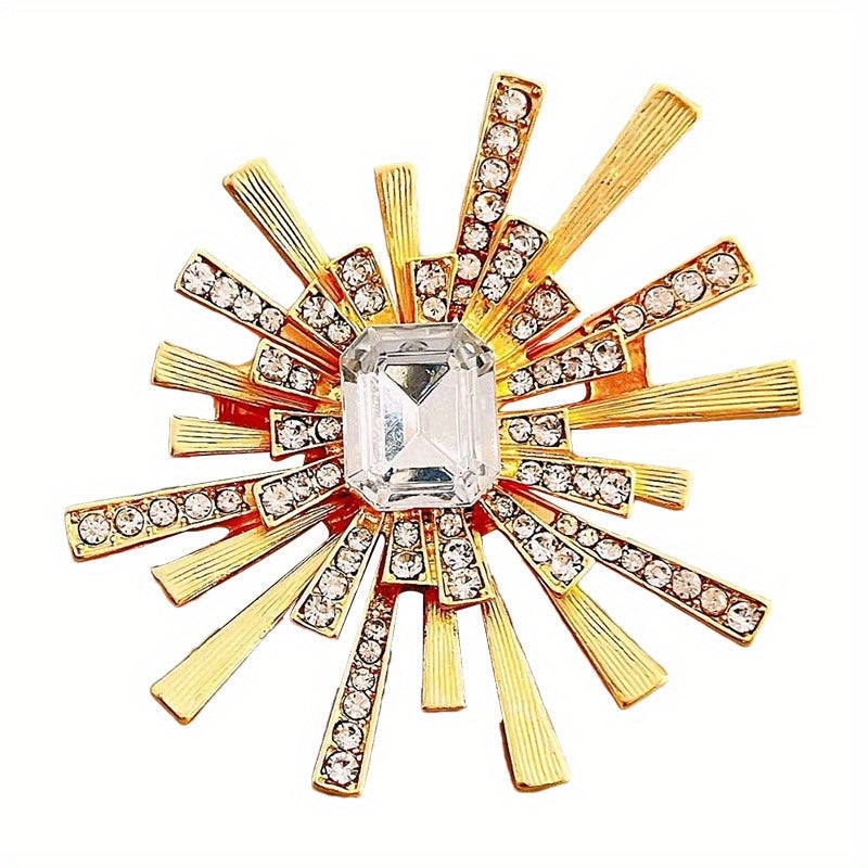 Elegant Sunflower Brooch Pin for Women and Men Rhinestone Jewelry