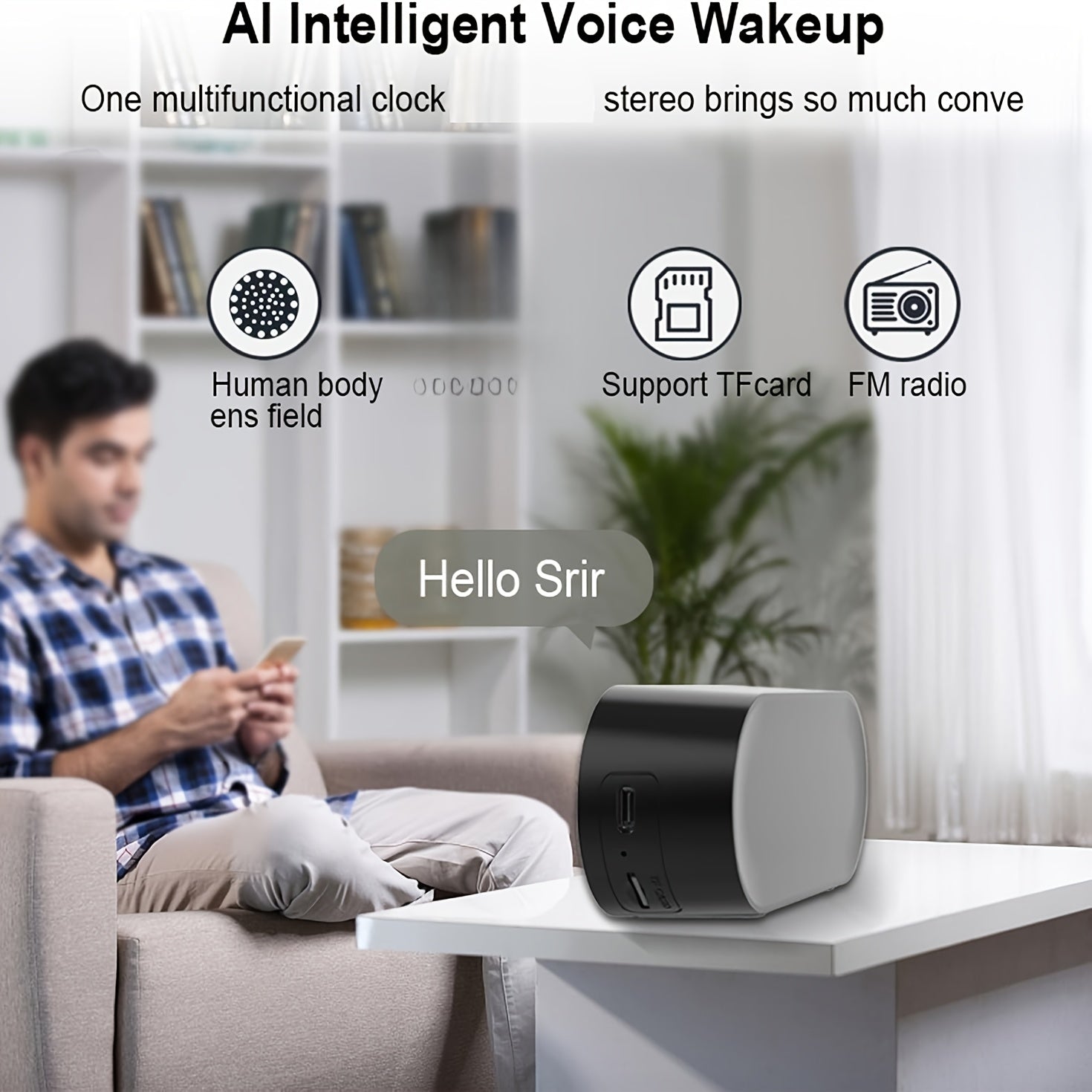 Беспроводная колонка с LED-зеркальным дисплеем, будильником, ярким атмосферным освещением, мощным басом, FM-радио, зарядкой через USB, одним динамиком, не водонепроницаемая, с перезаряжаемой батареей.