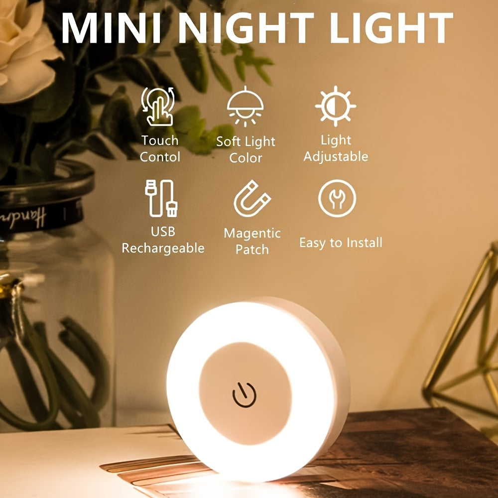 Dimmable Touch Sensor Night Light with 3 Color Modes Adjustable Color Temperature Rechargeable Battery USB Powered Indoor Ceiling Lamp
