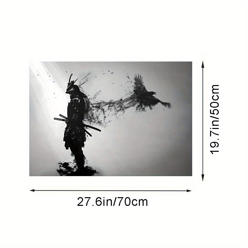 Black and White Japanese Samurai Wall Art Poster Canvas Painting for Living Room Decor