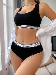 Women's Colorblock Sports Bra and Briefs Set for Activewear