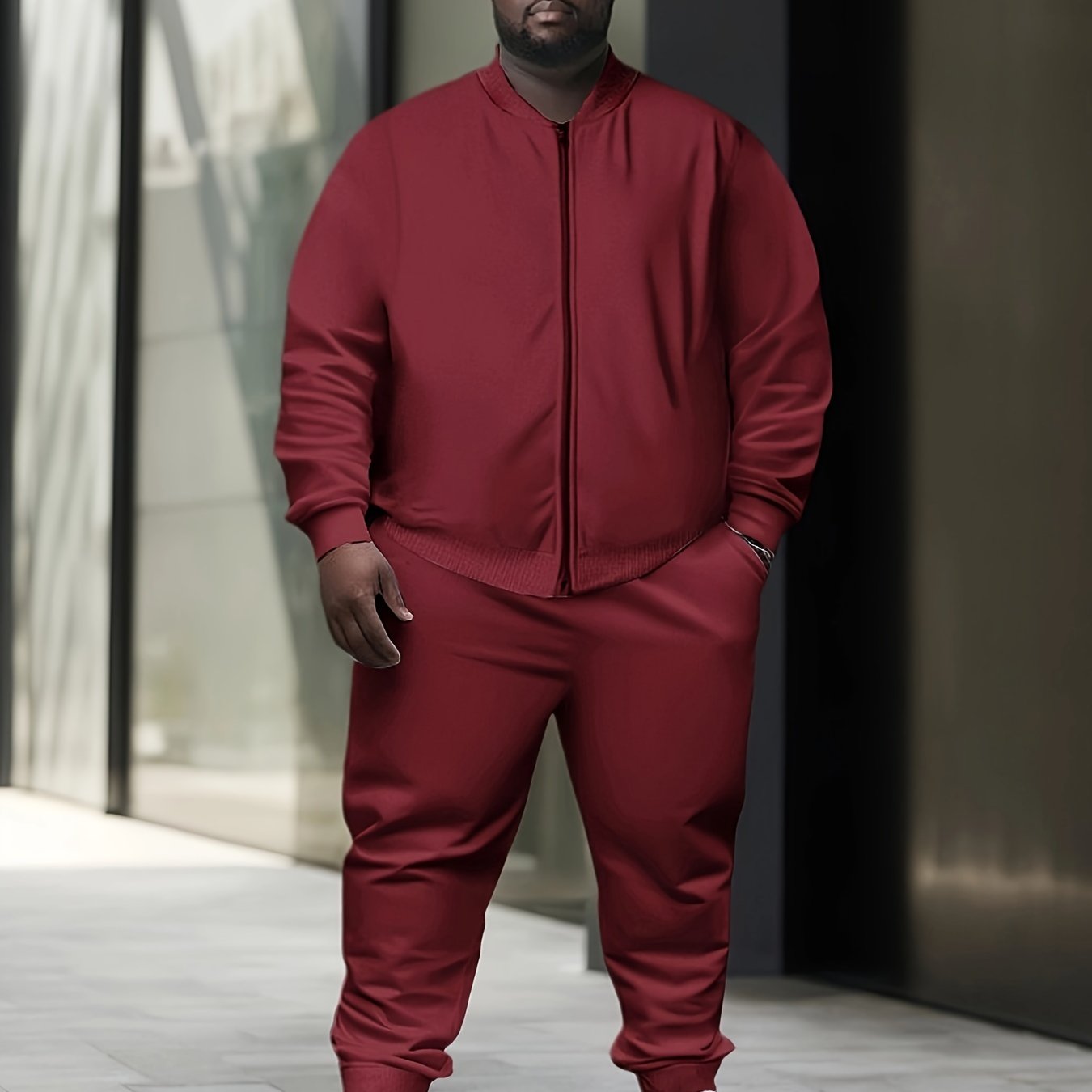 Men's Plus Size Casual Sweatshirt Set Polyester Knit Athletic Regular Fit