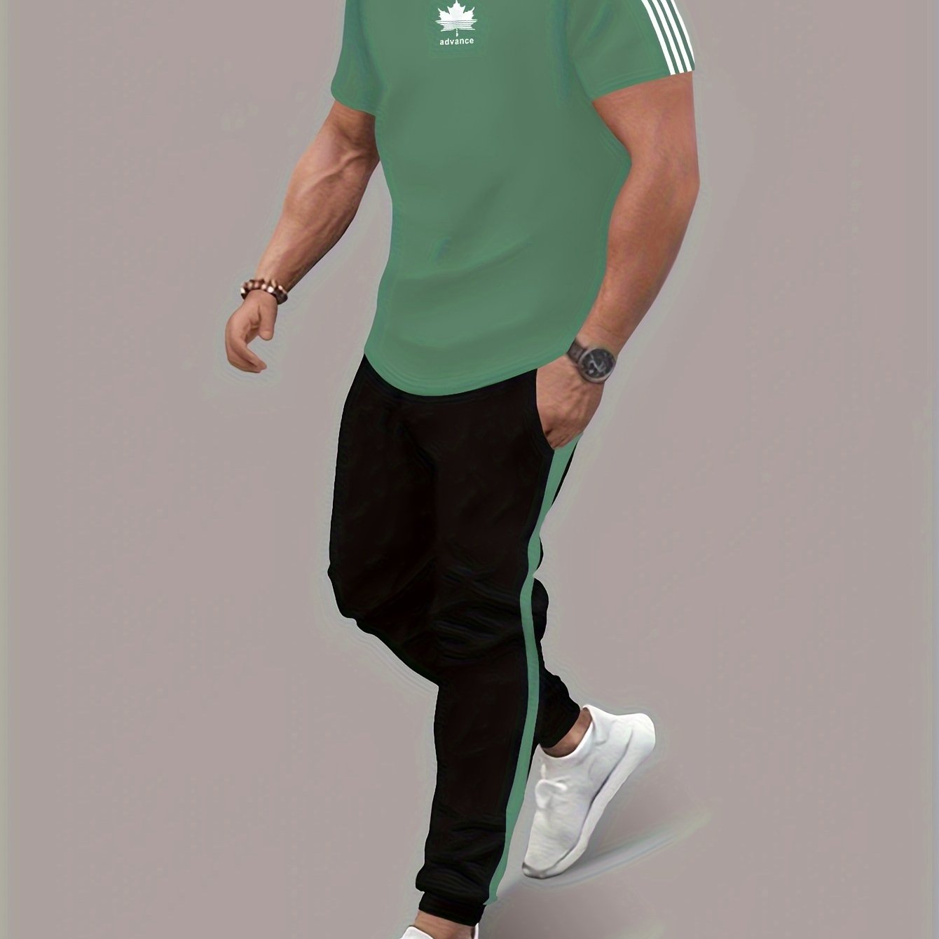 Casual Print Polyester Knit Set with Crew Neck and Regular Fit